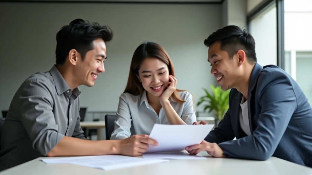 Diverse team members gathered around a table reviewing documents together