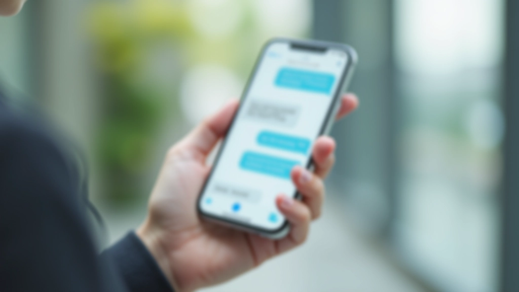 Smartphone screen showing instant message conversation between colleagues with clear, concise messages