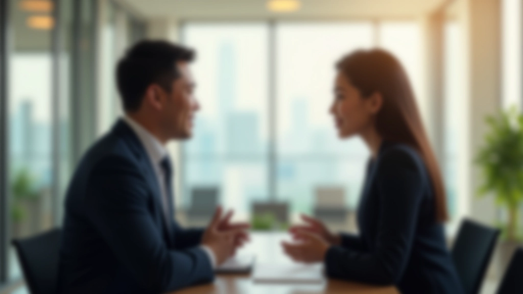 Two colleagues having a productive discussion with open body language and engaged eye contact